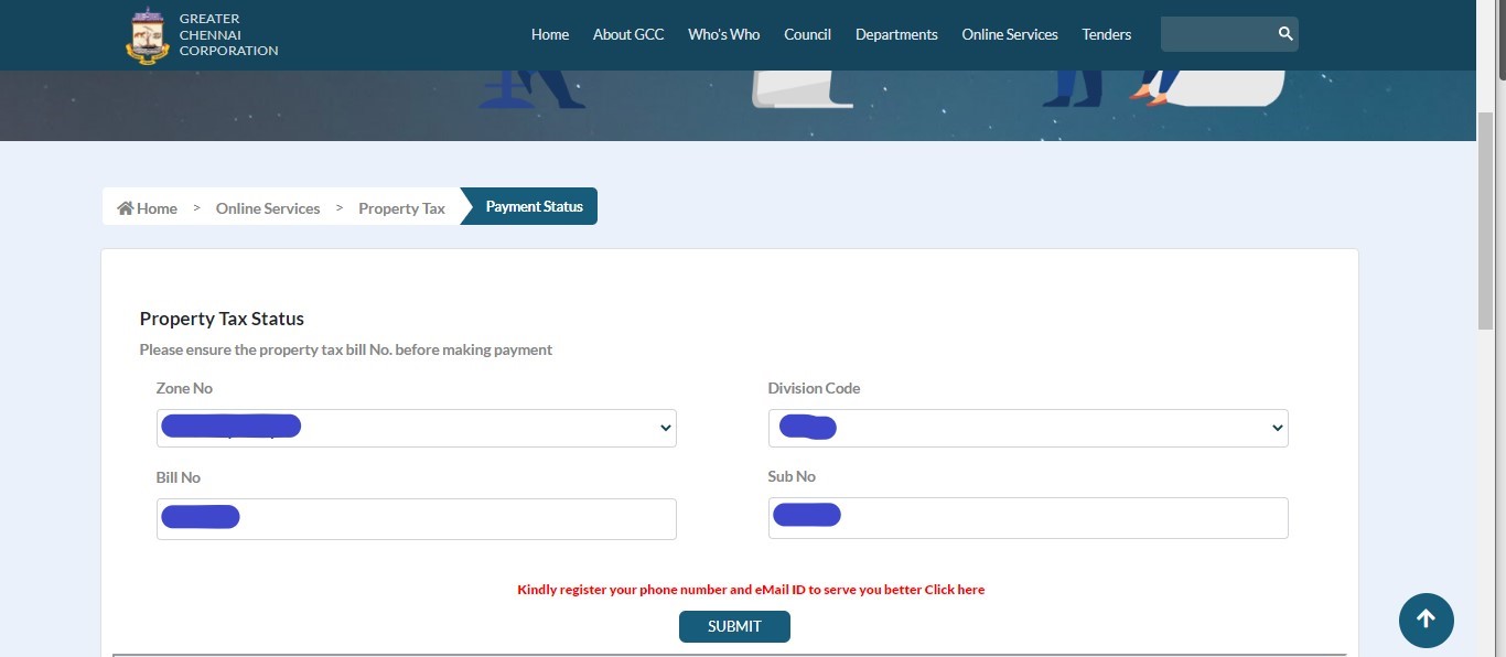 Chennai corporation property tax status