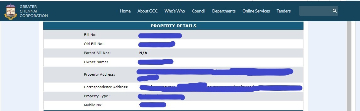 Chennai corporation property tax status