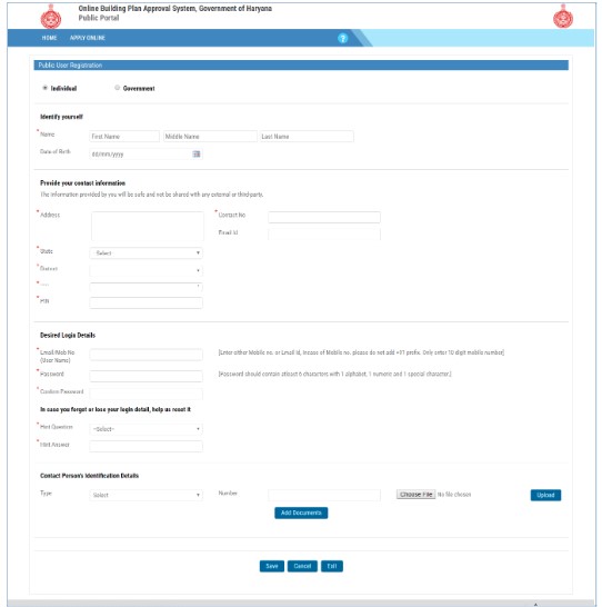 Haryana Online Building Plan Approval System