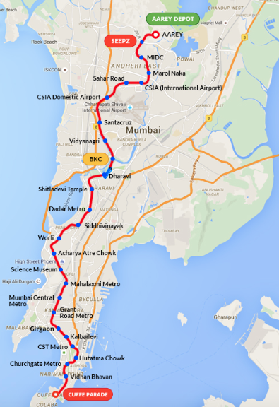 Mumbai Metro Line 3 Map