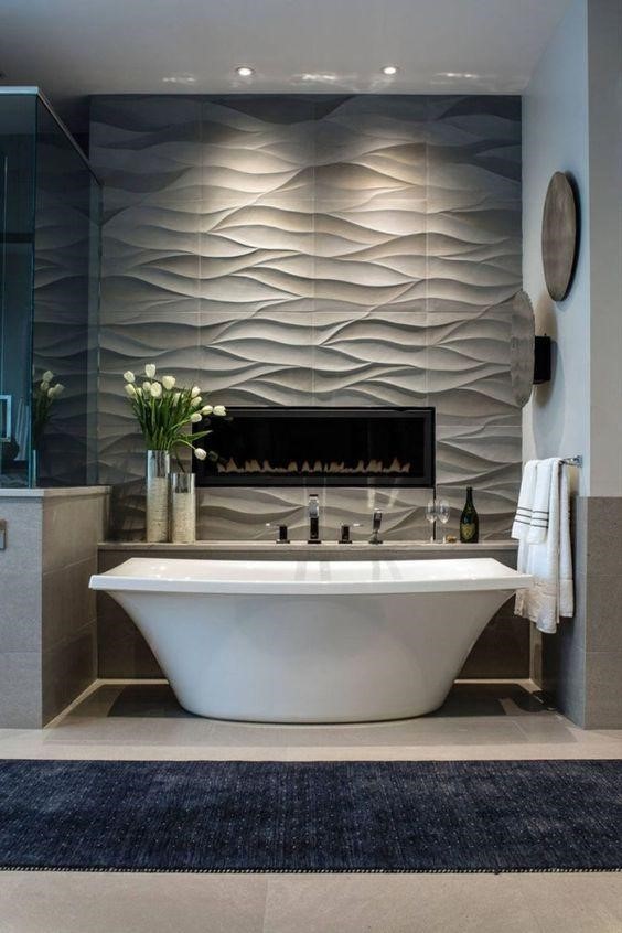 Wavy bathroom 3d wall tiles design