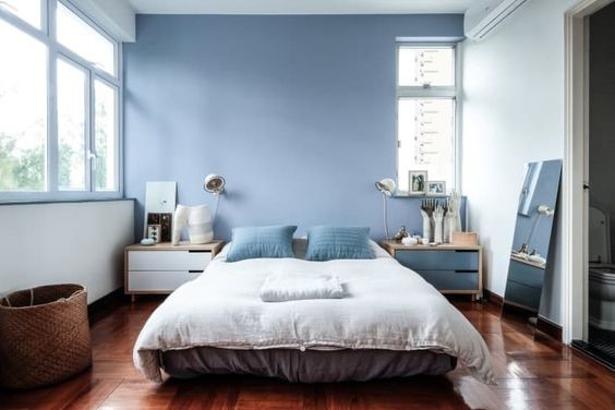 Pastel blue colour bedroom 