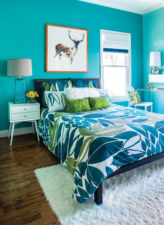 Caribbean crush blue colour bedroom