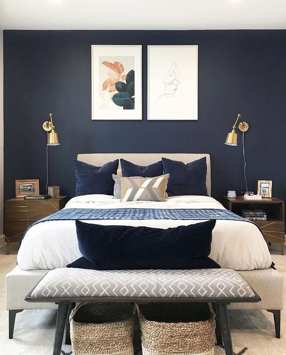 Bolder blue colour bedroom 