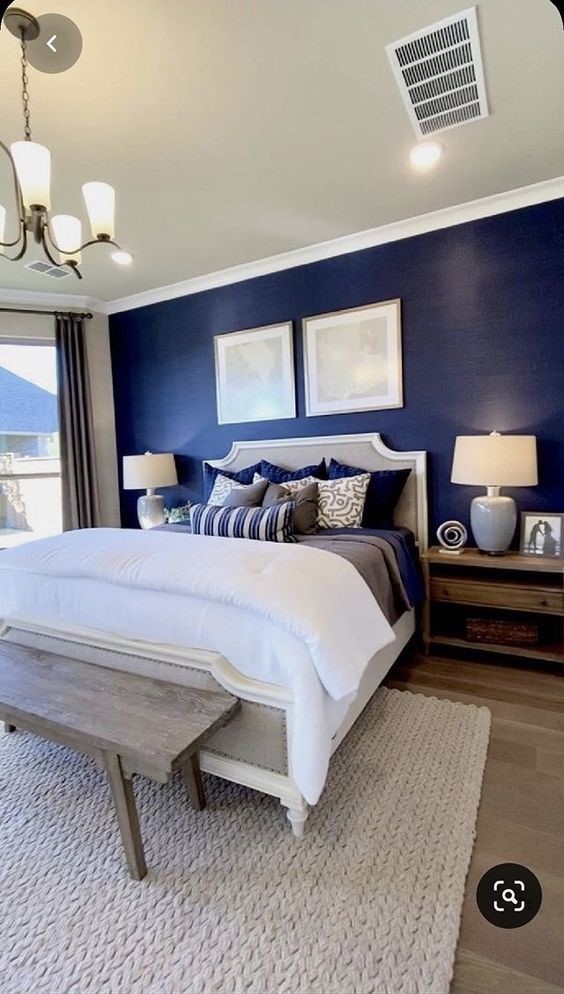 Royal blue colour bedroom