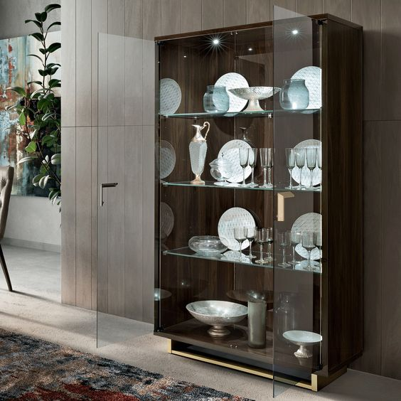 Glass Cabinet as unique crockery unit design 