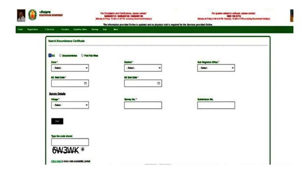 How to apply for an encumbrance certificate in Tamil Nadu