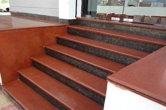 Red granite stairs