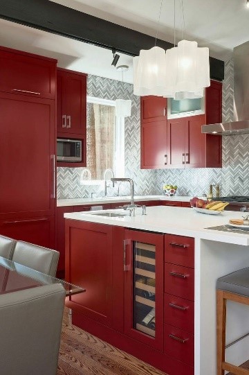 Red and white kitchen furniture colour combinations