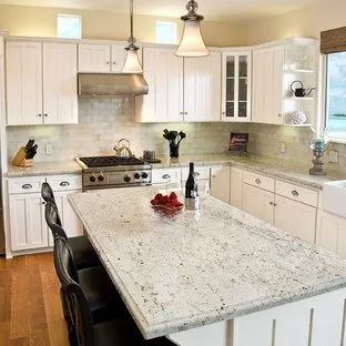 Kitchen granite design White granite kitchen countertop ideas for your home