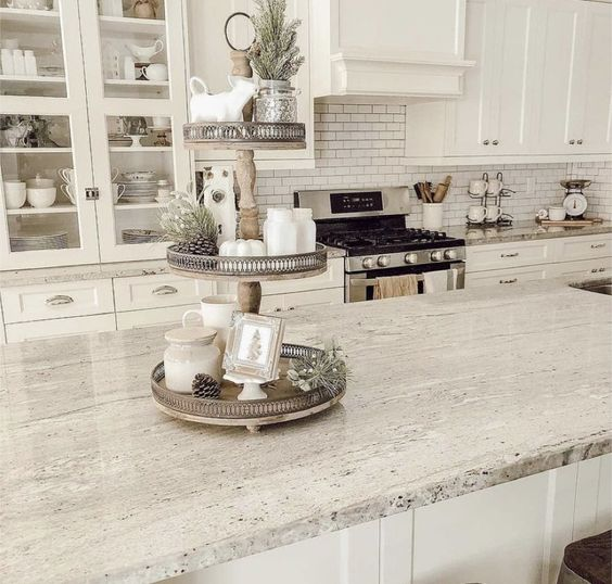 Kitchen granite design White granite kitchen countertop ideas for your home