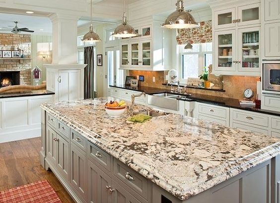 Kitchen granite design White granite kitchen countertop ideas for your home