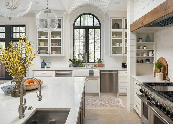 Arched kitchen window design 