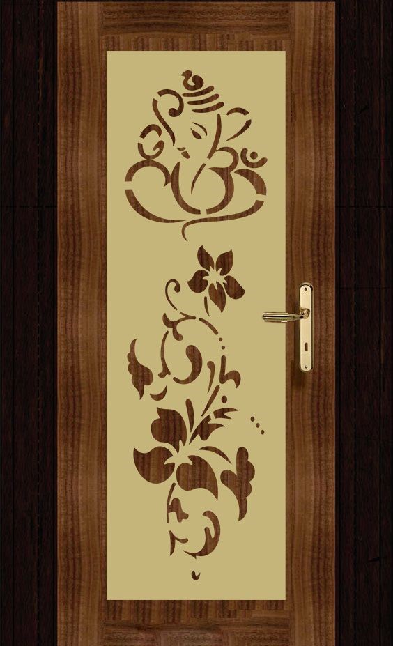 Laminate door design with sacred symbols