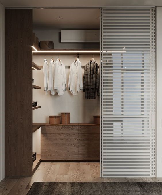 Glass panelled walk-in closet