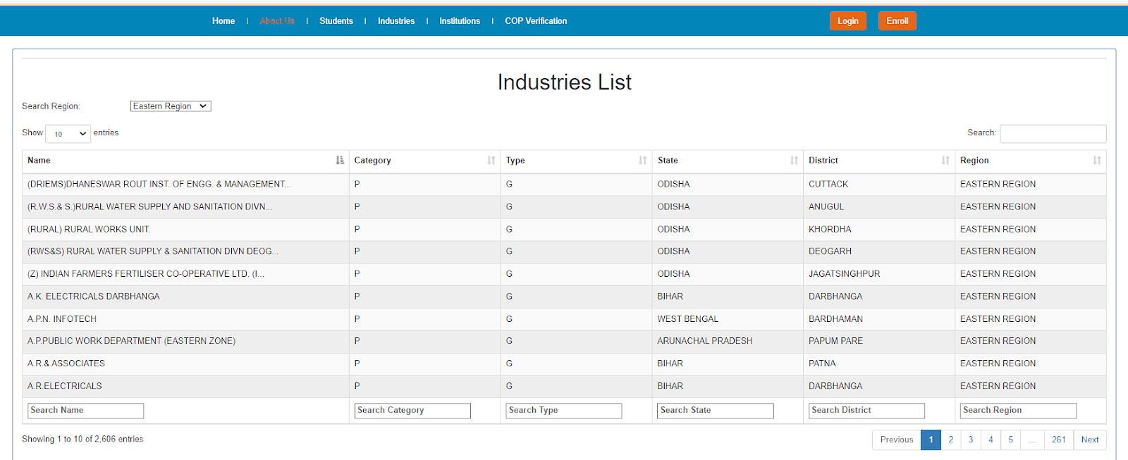 NATS How to view the Industries list?