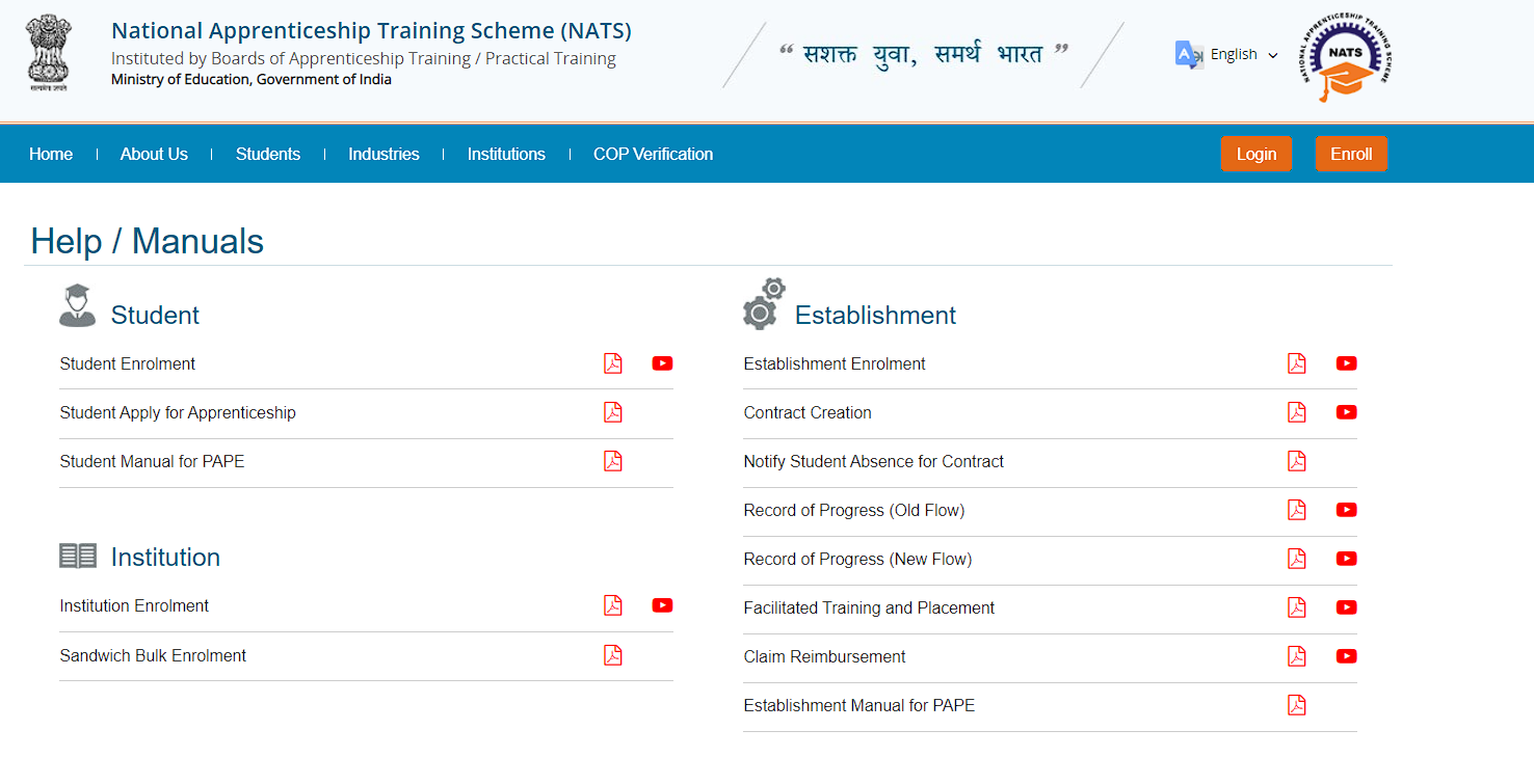 NATS Steps to download help/ manuals