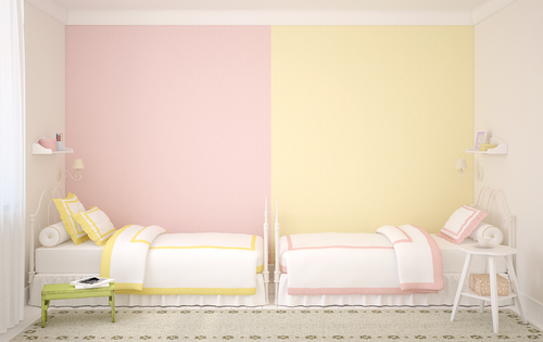 Pink two-colour combination for bedroom walls