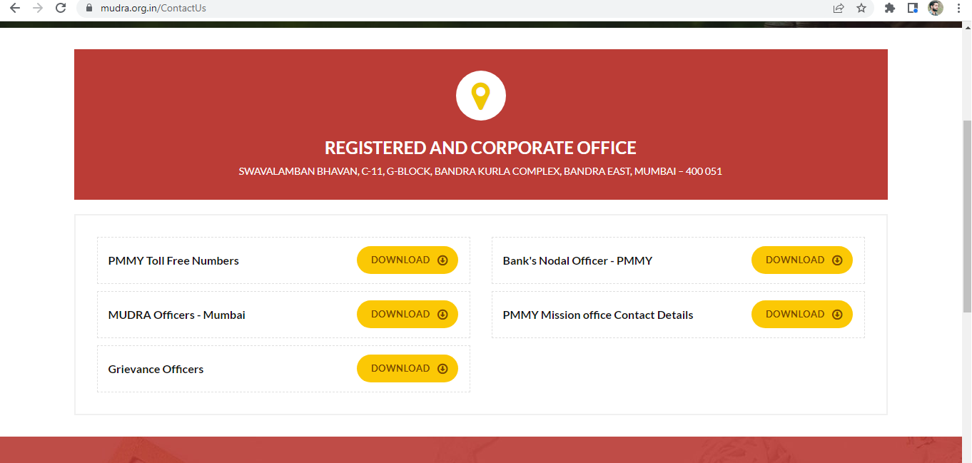 Pradhan Mantri Mudra Loan Scheme: Contact information