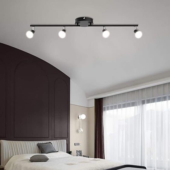 Track Light PVC false ceiling design for bedroom