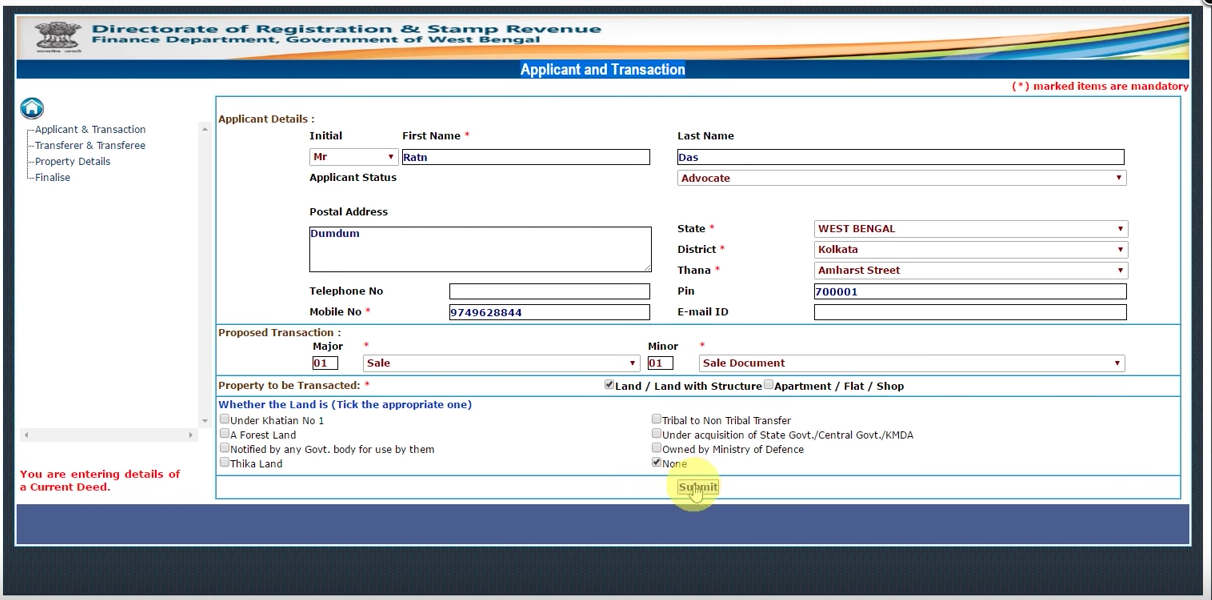 Property registration online in Kolkata