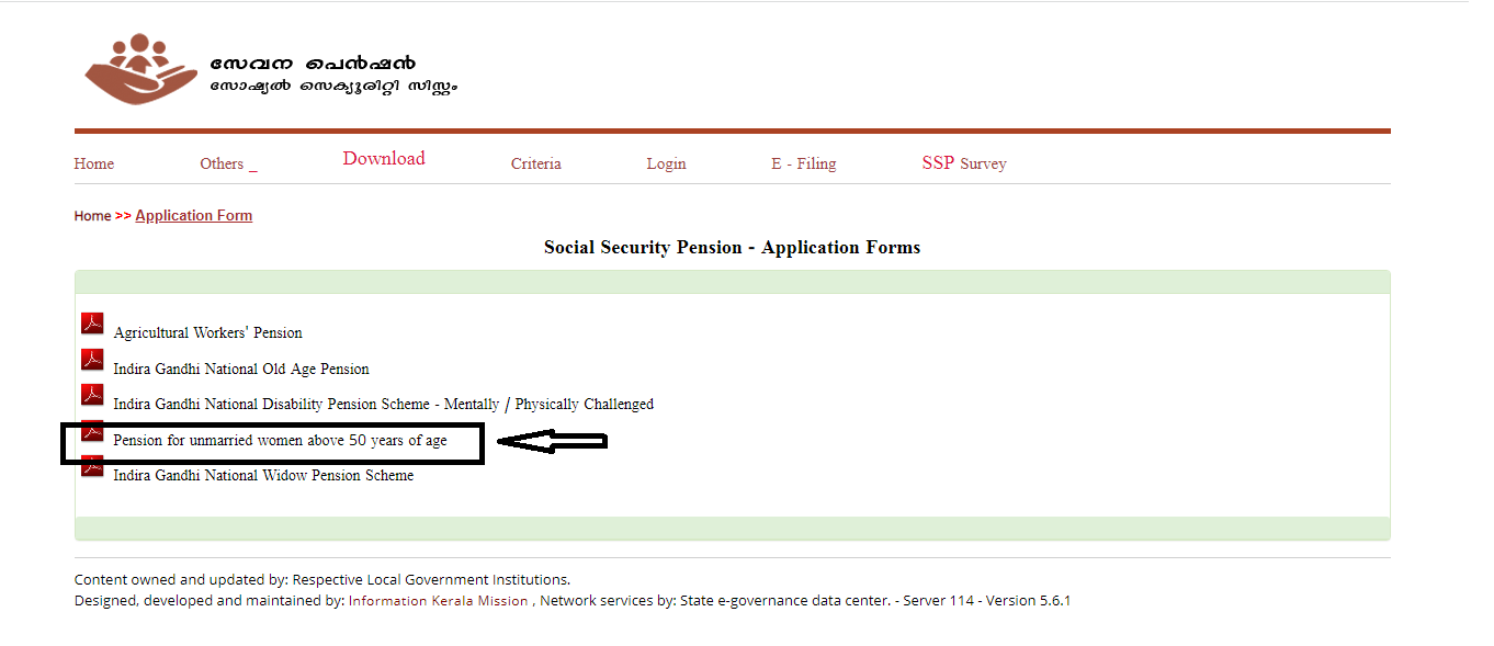 How to apply for pension for unmarried women above 50 years of age
