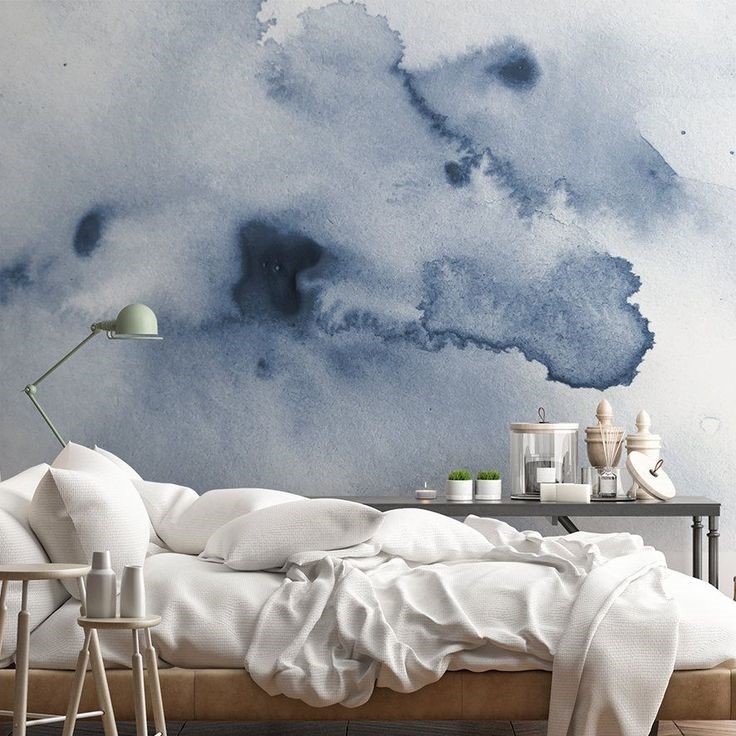 Watercolour effect wallpaper design for bedroom