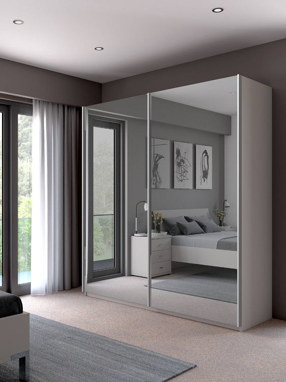 Wardrobe with mirrors