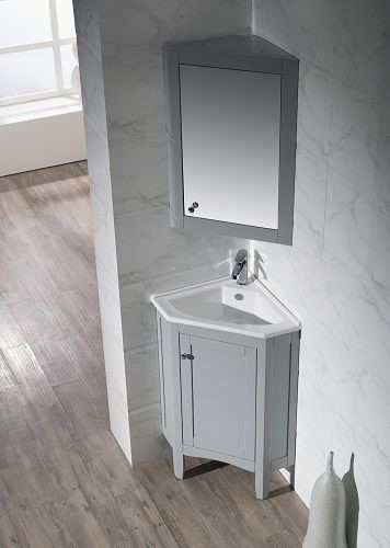 Corner wash basins with tiny mirrors