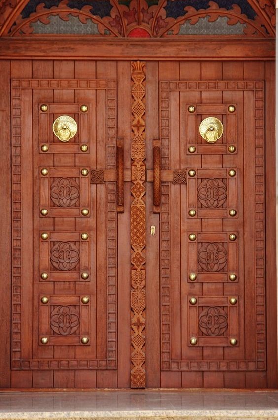 Traditional wooden safety door design