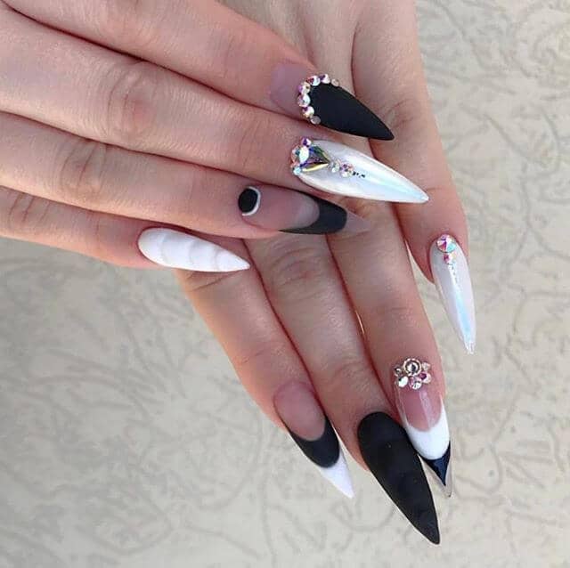 white tips with diamonds