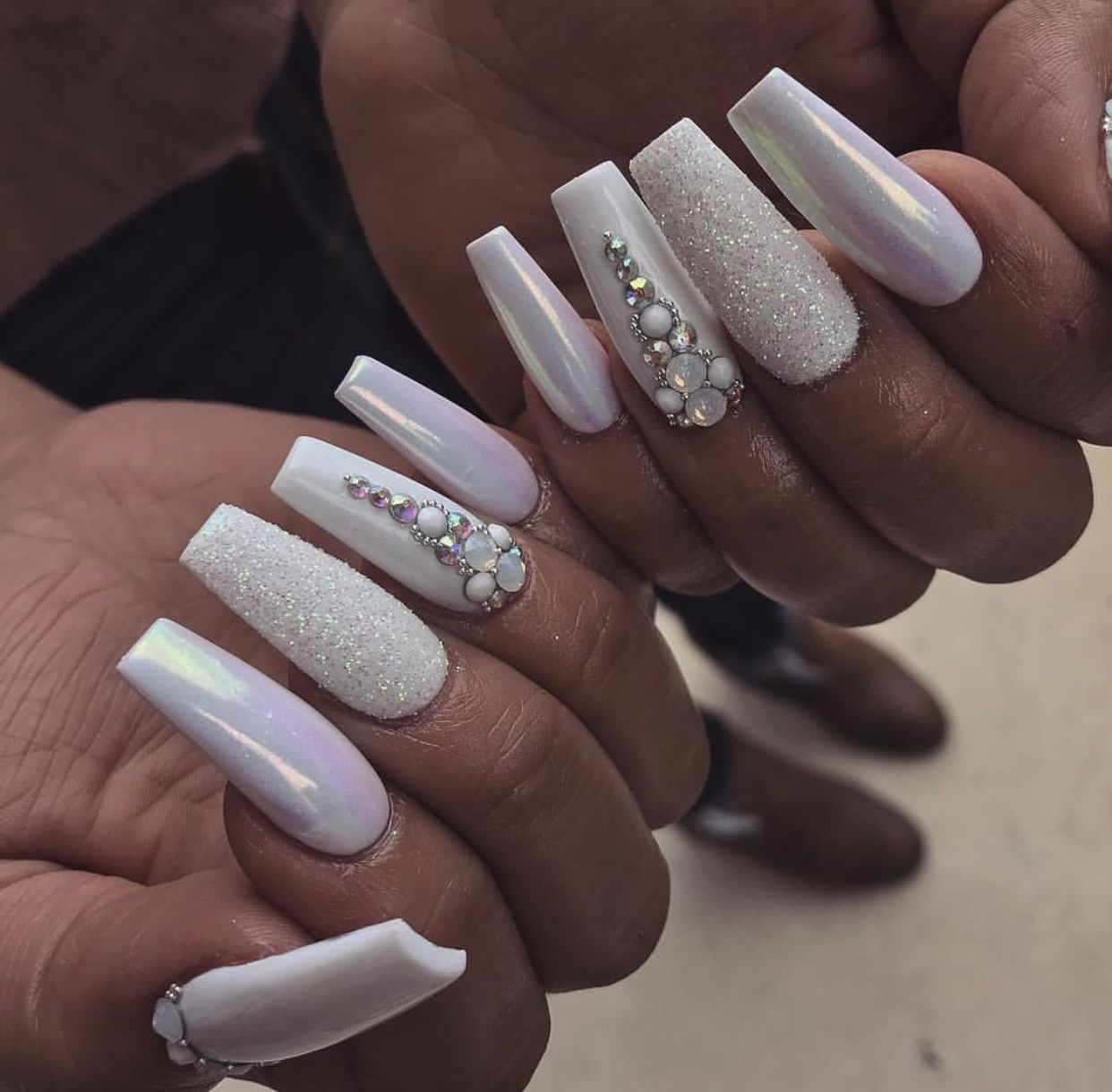 Milky white nails