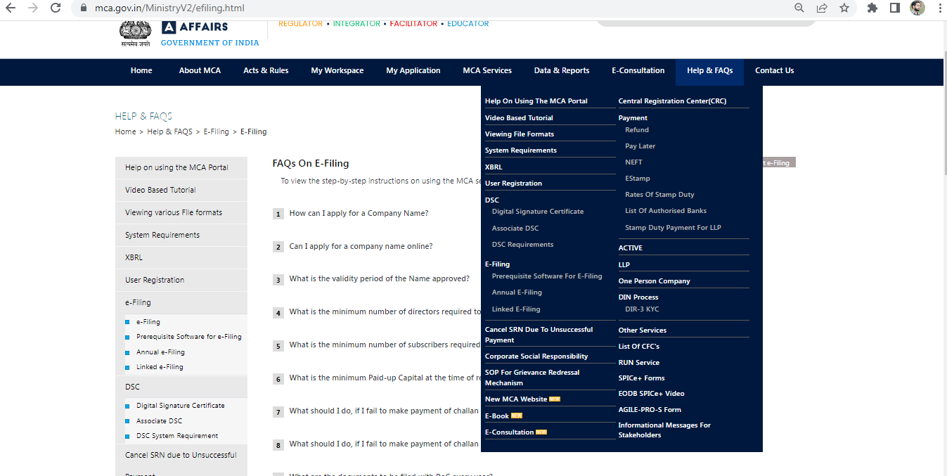 MCA: Help and FAQs