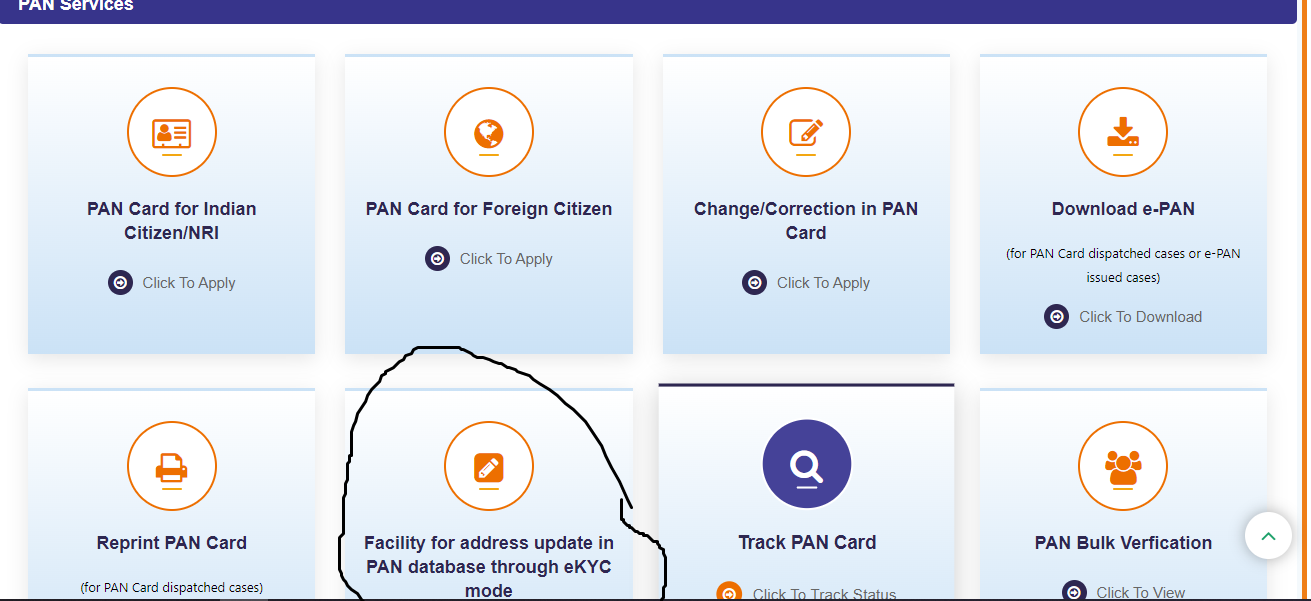 Online process for PAN card address change