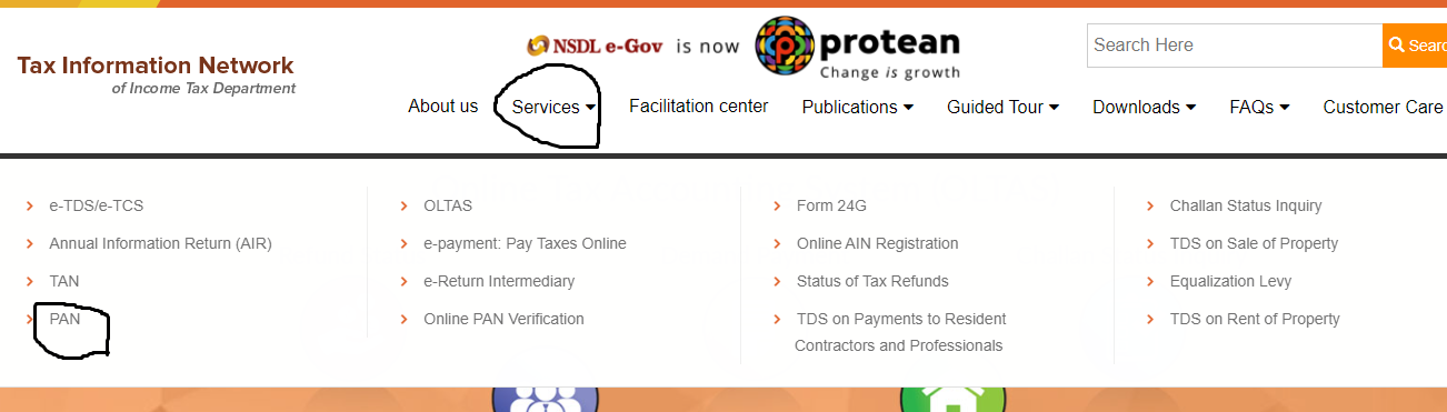 Online process for PAN card address change